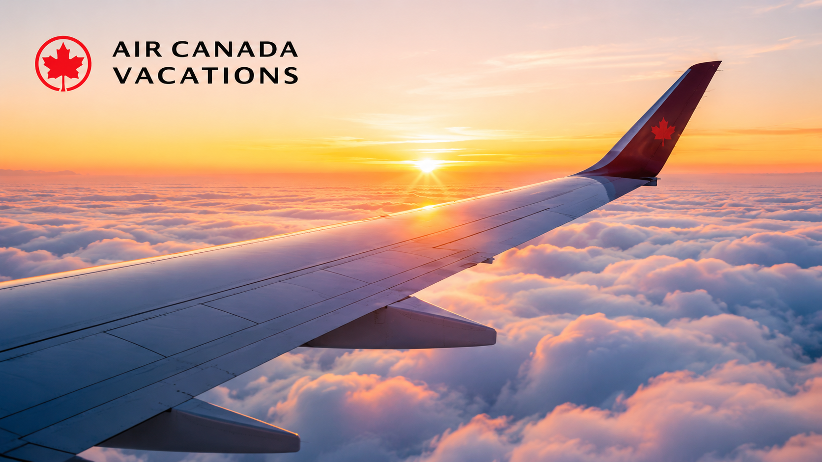 Air Canada passenger airplane flying above a coastal marina and resort destination
