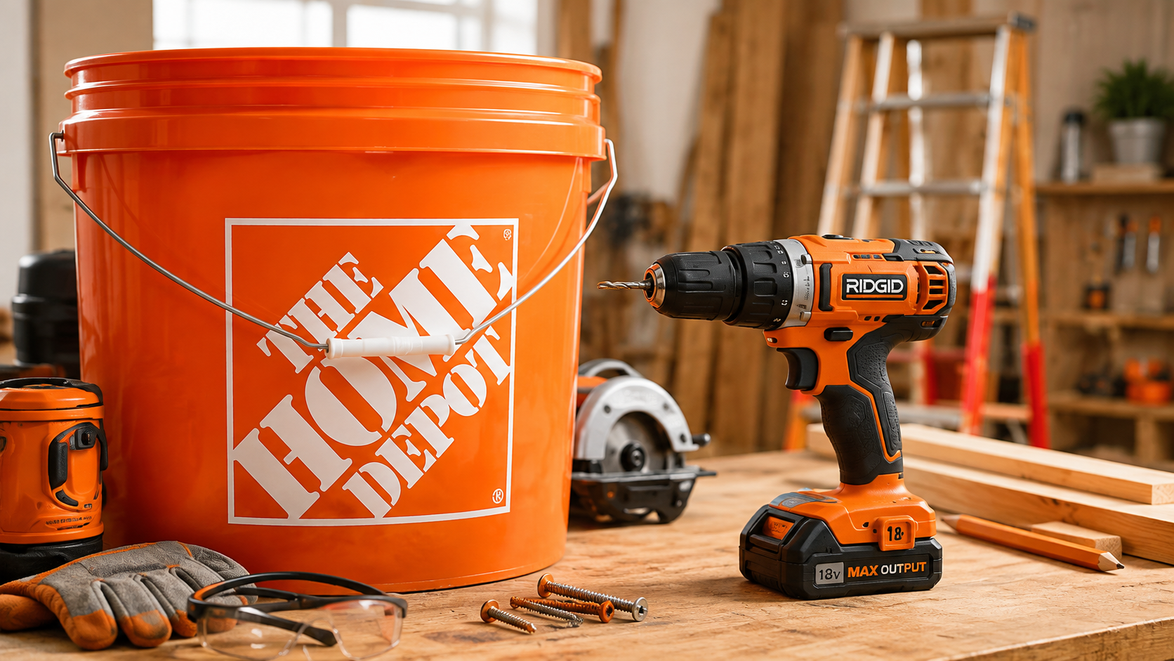 Home Depot storefront with outdoor home improvement and garden products